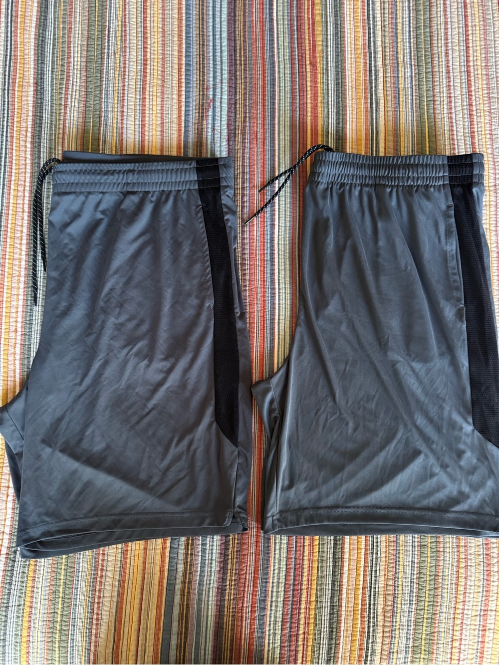 Set of 2! Tek Gear Men's 3XLT Dry Tek Athletic Shorts Gray w/ black side stripe
